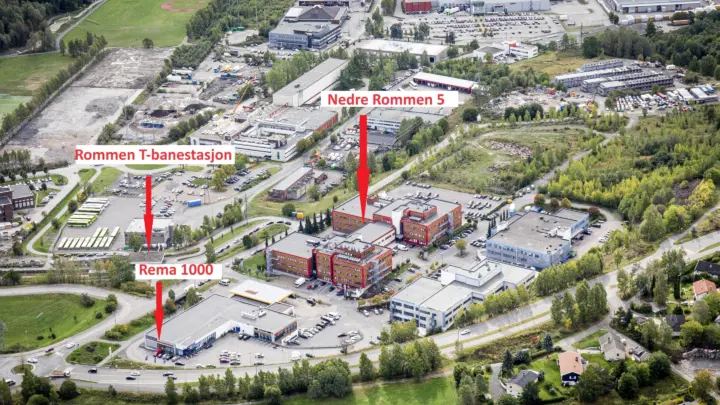 Nedre Rommen 5: Næringsseksjon på 735 kvm BTA. til salgs.